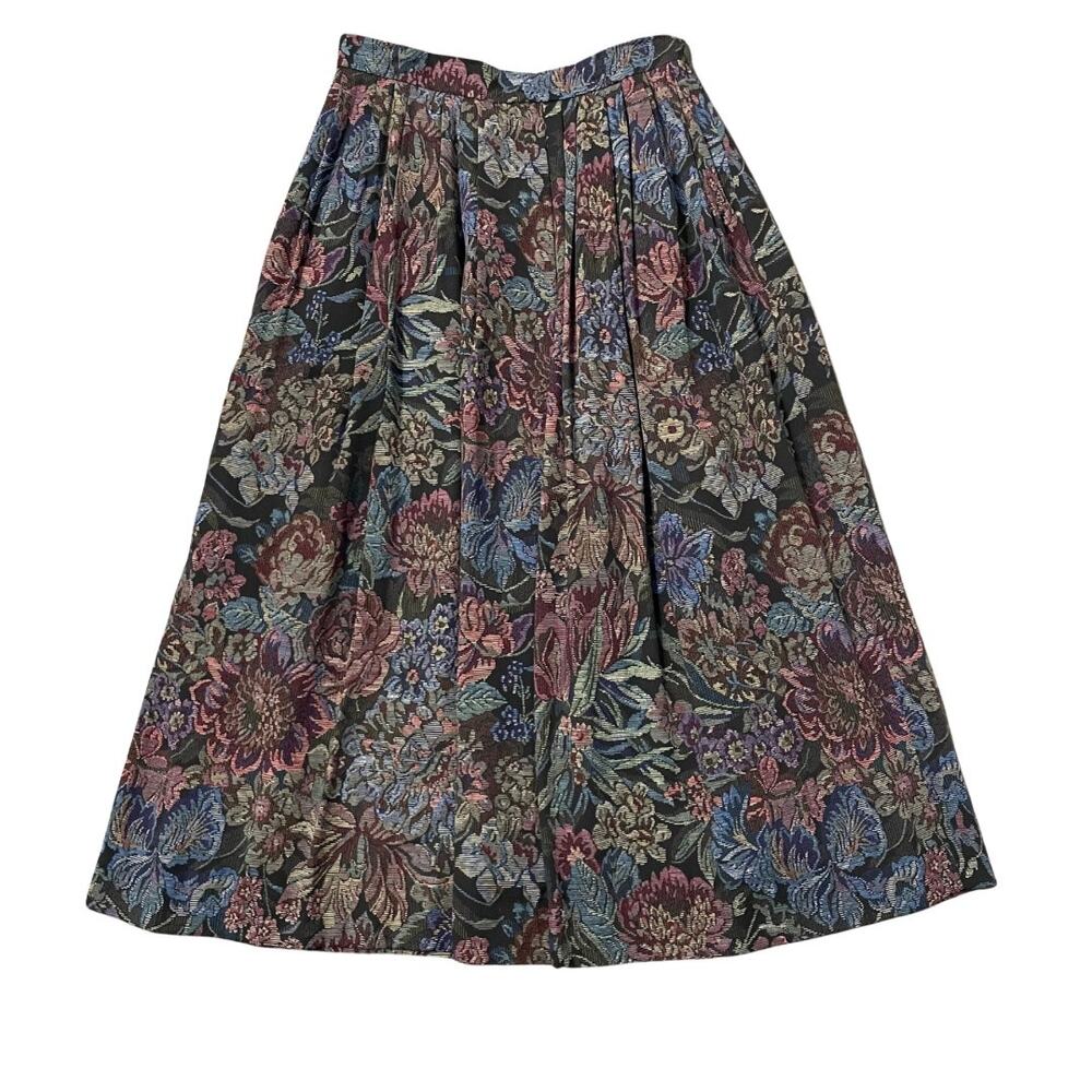 Jos A Bank Vintage Midi Skirt Women’s Size 6 Floral Jacquard Tea Length Pockets